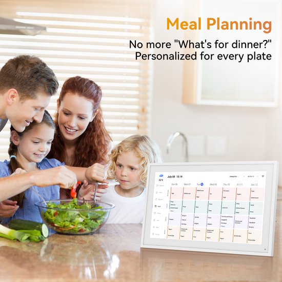 Cadre photo numérique TABWEE P15 15,6 pouces avec écran tactile – Full HD 1080p, planificateur familial intelligent, liste de tâches, écran interactif pour la cheminée – Montage mural ou sur bureau pour une organisation fluide