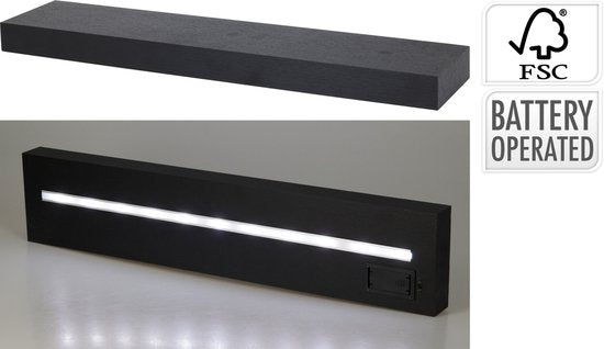 Home&Stylingcollection étagère murale-noire-avec-éclairageLED-60cm