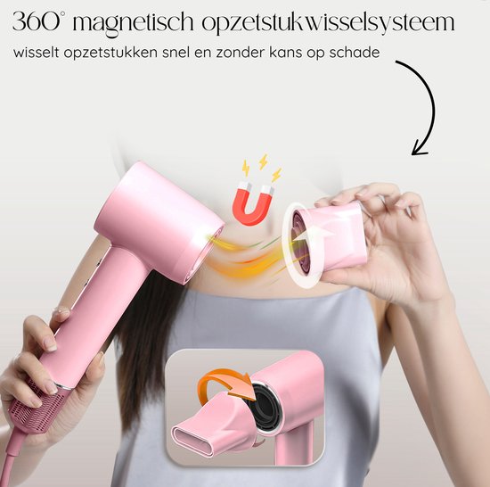 Sansbeauté® Sèche-cheveux avec diffuseur - Boucles - 110 000 tr/min - Sèche-cheveux ionique avec brosse - 3 étapes - 3 accessoires - Sèche-cheveux de voyage - Coolshot - Sèche-cheveux avec diffuseur - Sèche-cheveux - 2000W - EssentiaPRO®.