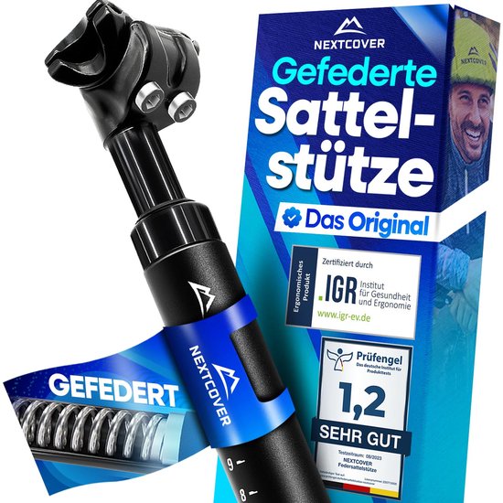 Tige de selle à suspension Nextcover pour vélo Ø 34.9mm - suspension confort, barre de selle réglable, absorption des chocs, convient pour 65-150kg