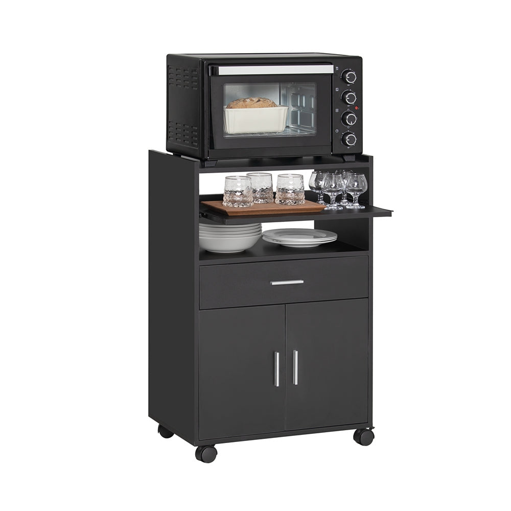 SoBuy Chariot de cuisine à roulettes - Max. 60 kg - 2 Armoires - 59 x 92 x 40 cm - Noir