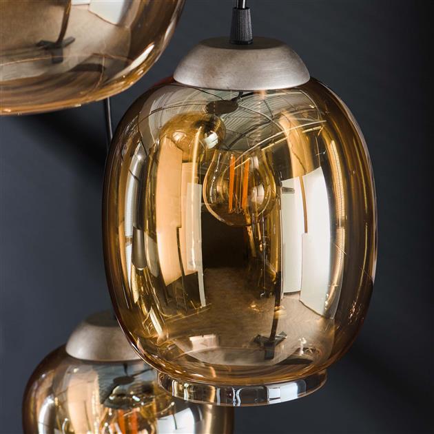 Bemade Furniture Lampe suspendue 5L stepped mix / Verre ambré