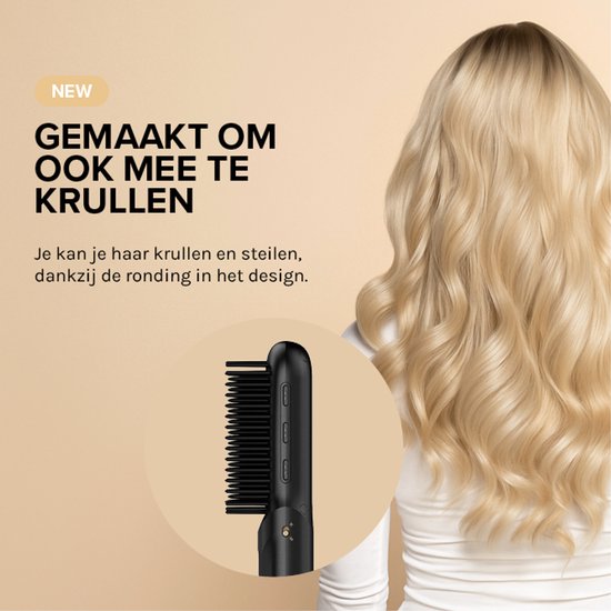 MAE® Touch Up - Brosse lissante sans fil - Brosse chauffante - Lisseur sans fil