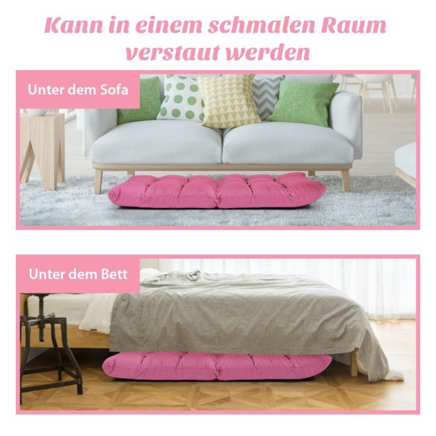 Fauteuil de sol réglable Coast – 14 positions d'inclinaison du dossier – 106,5 x 55,5 x 10 cm – Rose foncé