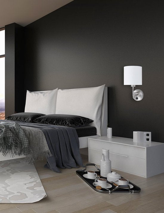 Applique murale Noor 1562ST en acier avec lampe de lecture et chargeur USB - Design moderne de Mexlite - Réglable et pratique pour une utilisation en intérieur
