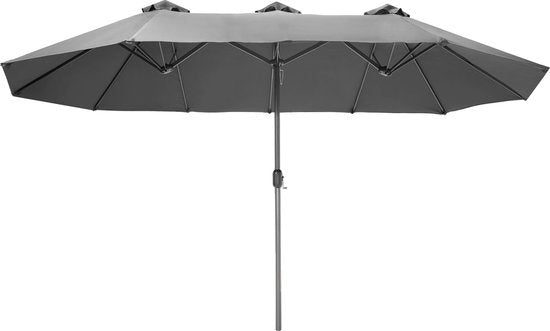 tectake® - Parasol double Silia - Parasol de terrasse - Parasol XXL - gris - 404256