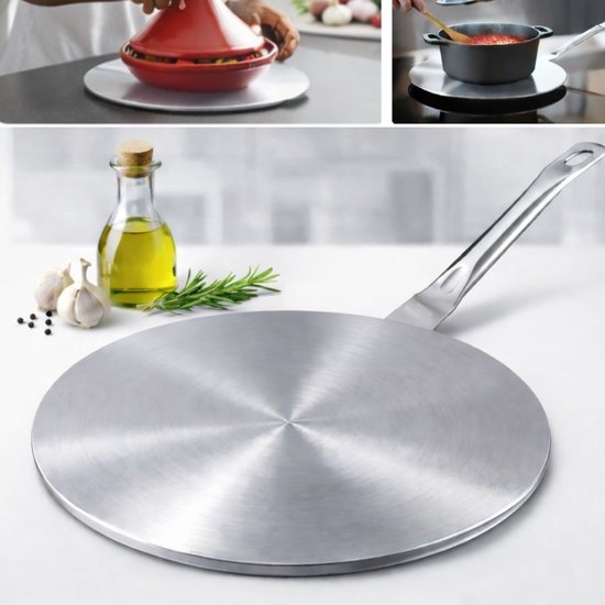 Plaque d'adaptation pour cuisinière à induction - 20 cm - Poignée amovible - Compatible avec les casseroles non inductives