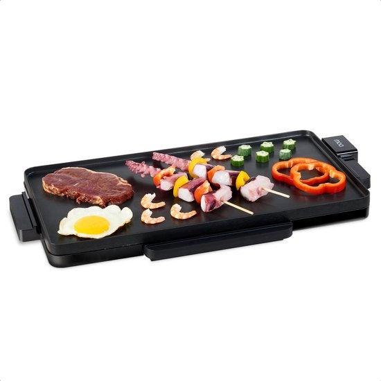 Plancha MOA - Grill - Plaque de cuisson - Electrique - 56 x 30 cm - Thermostat réglable - Revêtement antiadhésif - TG203B - Noir