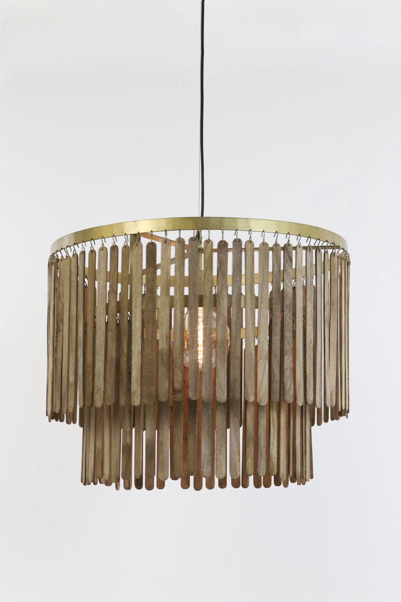 Light & Living Lampe pendante Gularo - Bois brun foncé - Ø60cm - Modern & Luxe