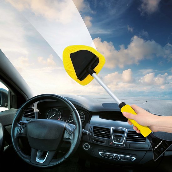 Dunlop Ice Scraper with Trigger - Telescopic Pole 32 to 49 CM - Soft Grip - Including 2 Microfibre Wipes