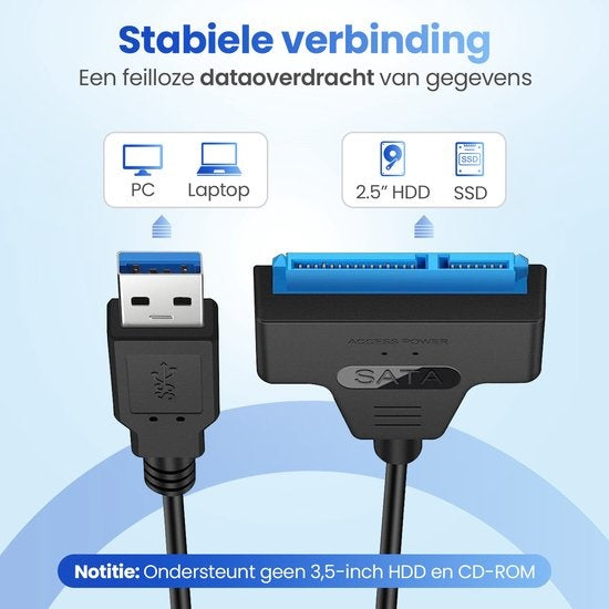 Garpex® USB 3.0 to SATA Adapter - Câble de données pour disques durs - SATA 7+15 22 Pin Cable