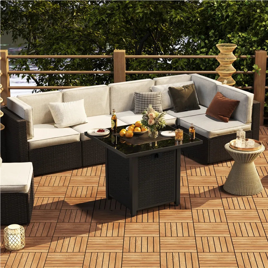 Yaheetech Terra Tiles Acacia Wood - Lot de 10 - 31 x 31 cm - Click system - 0.96 m²