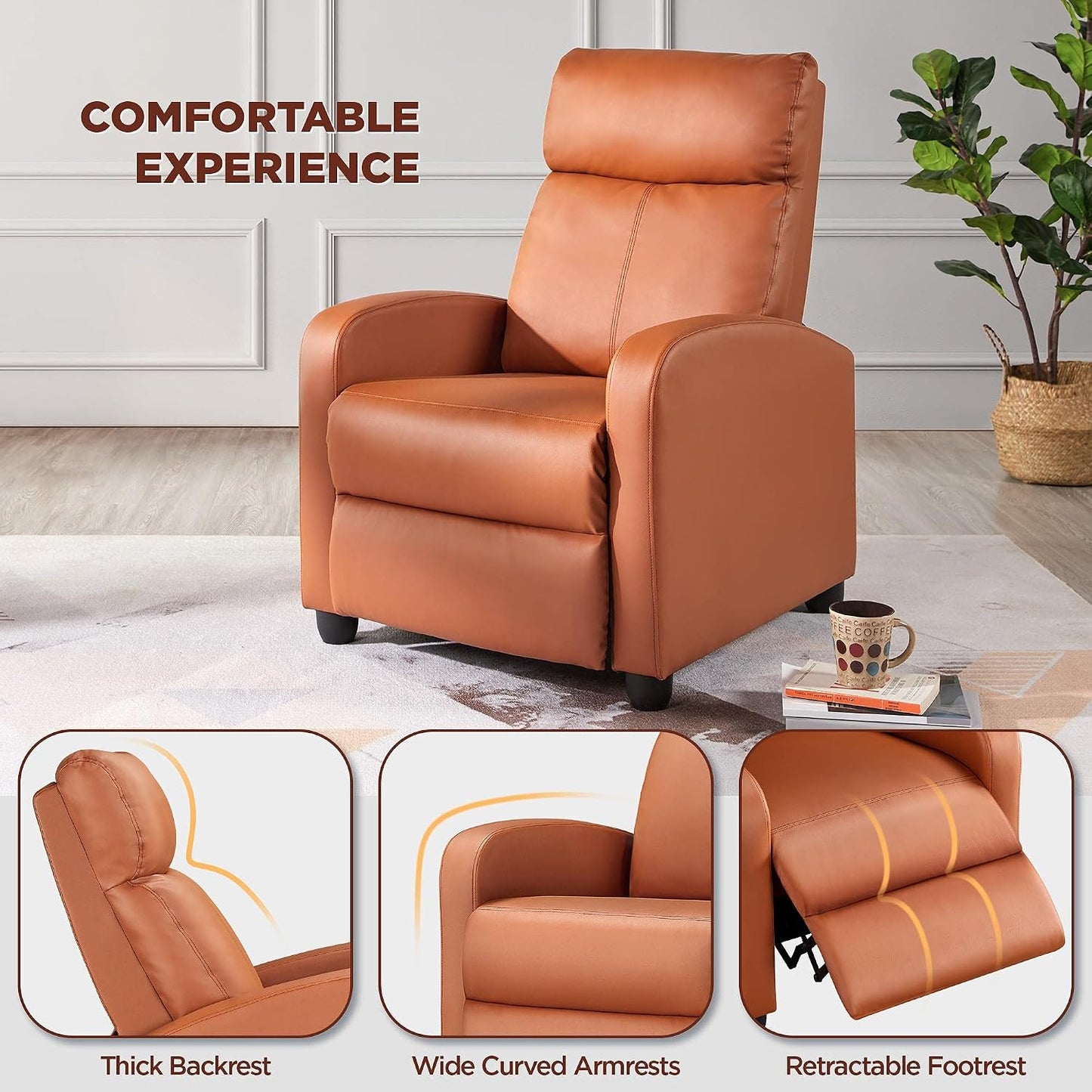 Ensemble de 2 fauteuils de relaxation Yaheetech - 67,3 x 85,1 x 99,6 cm - Repose-pieds réglable - Simili cuir - Couleur beige clair