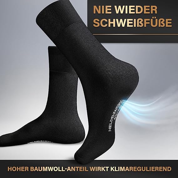 Hero work 12 paires de chaussettes pour femmes et hommes, chaussettes en coton, chaussettes pour hommes, noires, respirantes et sans couture de pression, chaussettes d'affaires, bas de contention