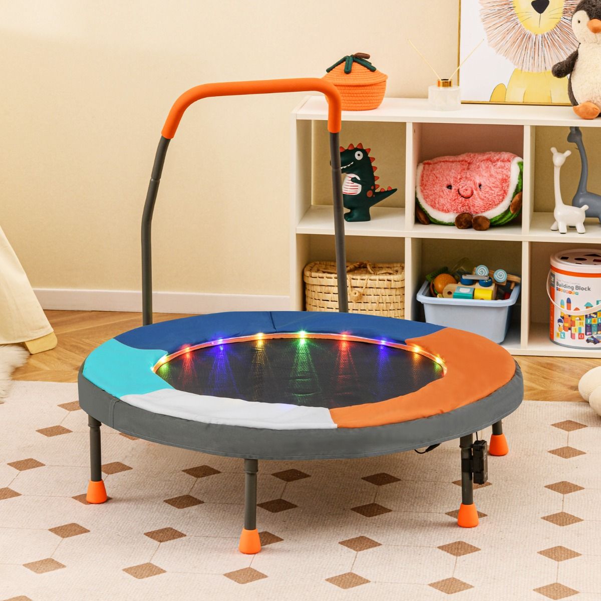 Mini-trampoline Coast pour enfants - modèle 2 - éclairage LED - pliable - multicolore - 90 cm