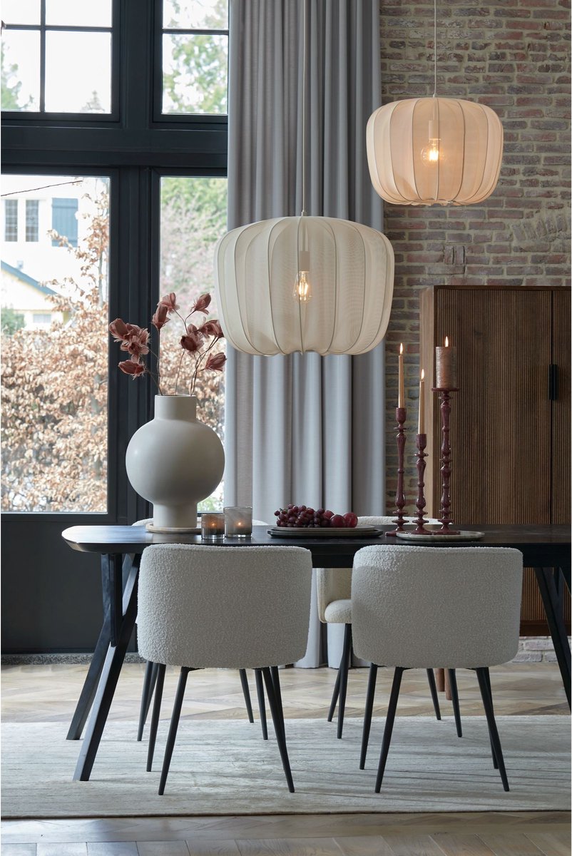 Light & Living - Lampe suspendue Plumeria - Ø60 cm - Raccord E27 - Design moderne - Textile sable et métal