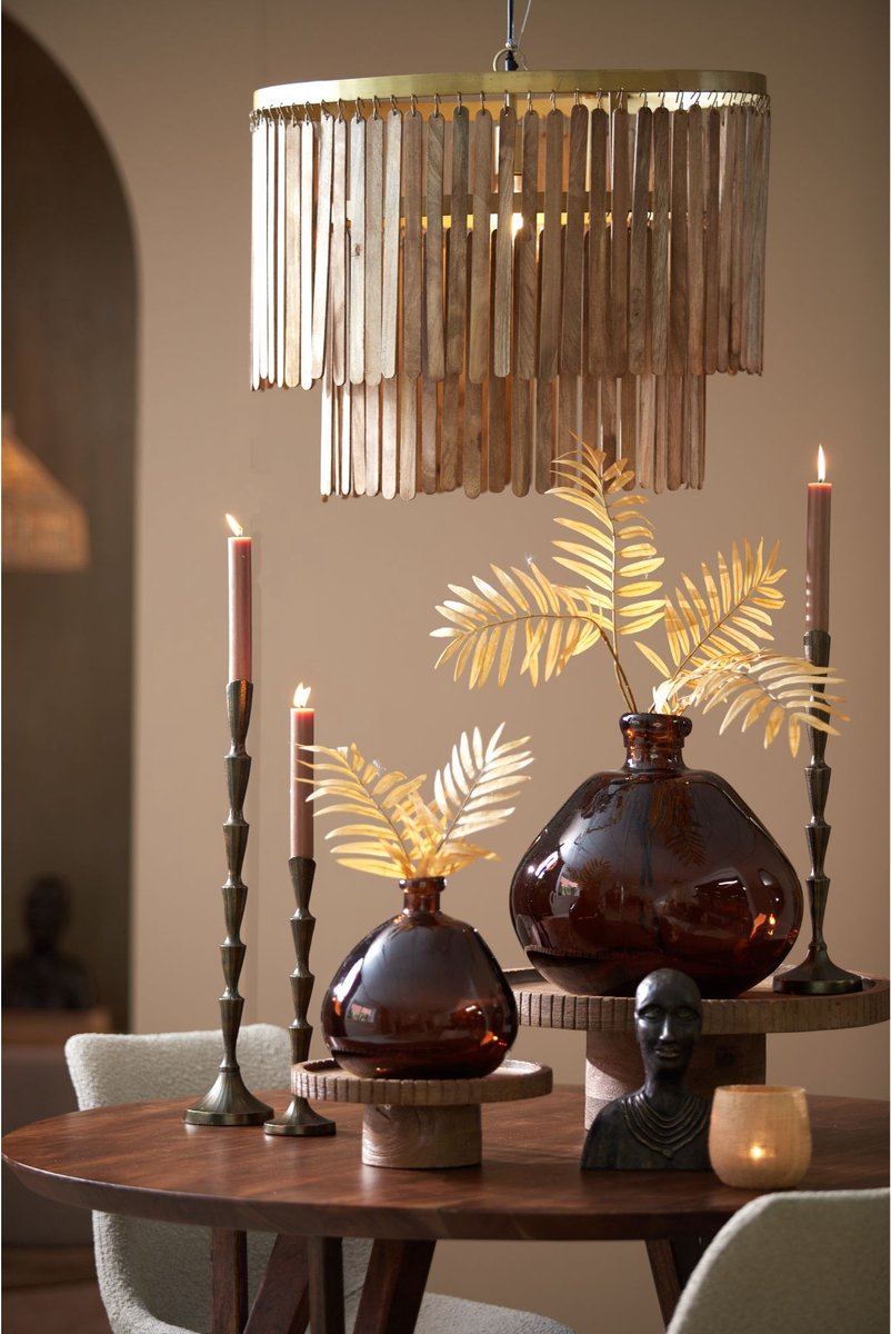 Light & Living Lampe pendante Gularo - Bois brun foncé - Ø60cm - Modern & Luxe