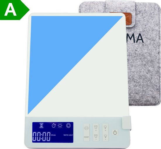 LIROMA® Lampe à lumière du jour - Lumière bleue et blanche - 10 000 LUX - Minuterie - Luminothérapie - Lampe de bureau
