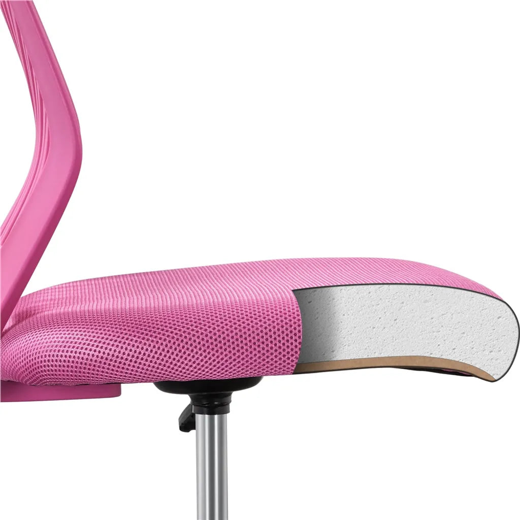 Chaise de bureau réglable Yaheetech 50 x 55 x 79-92 cm - Rose - Chaise pivotante sans accoudoirs