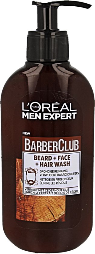 L'Oréal Paris Men Expert BarberClub Nettoyant visage 3-en-1 - 200 ml - Nettoyant pour la barbe, le visage et les cheveux