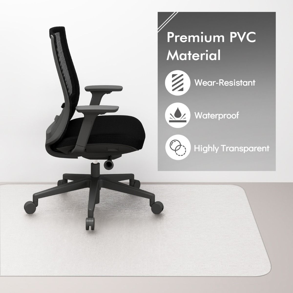 Tapis de chaise de bureau Coast - PVC transparent - Antidérapant - 180 x 160 cm
