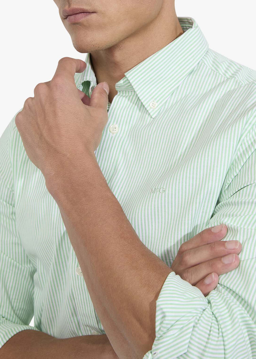 Chemise homme McGregor - Stretch Oxford - Little Stripe - Light Green - Regular Fit - Long Sleeve