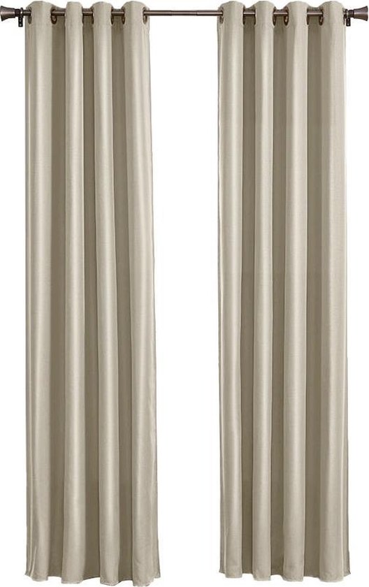 Larson - Rideau occultant Luxe uni - avec anneaux - 3m x 2,5m - Gris sable clair