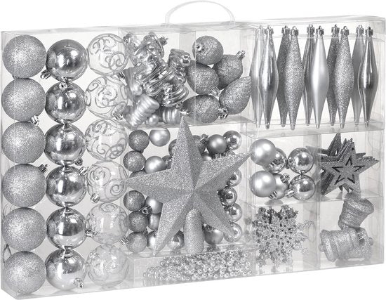 Boules de Noël - 102 pièces - Argent
