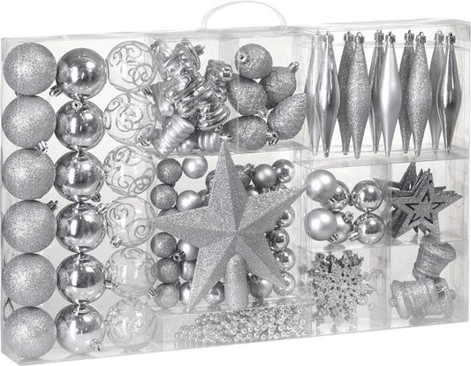 Boules de Noël - 102 pièces - Argent