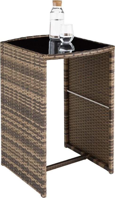 tectake® - set bistro en osier, peu encombrant et pliable, salon de jardin avec 2 chaises et table, salon de jardin, groupe de sièges pour jardin, jardin d'hiver, balcon, terrasse - nature - poly-rattan