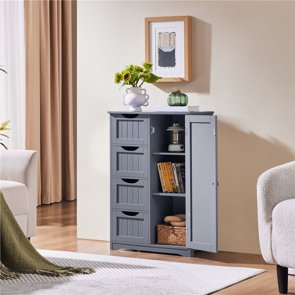 Meuble de salle de bains Yaheetech à 4 tiroirs - 55,9 x 30,5 x 82,6 cm - Gris