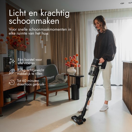 Aspirateur à main sans fil Bloomfold Swift – Aspirateur à main – Avec laser et détection des saletés – Puissant aspirateur sans fil de 350 W pour les poils d'animaux – Léger – Batterie d'une autonomie de 60 min