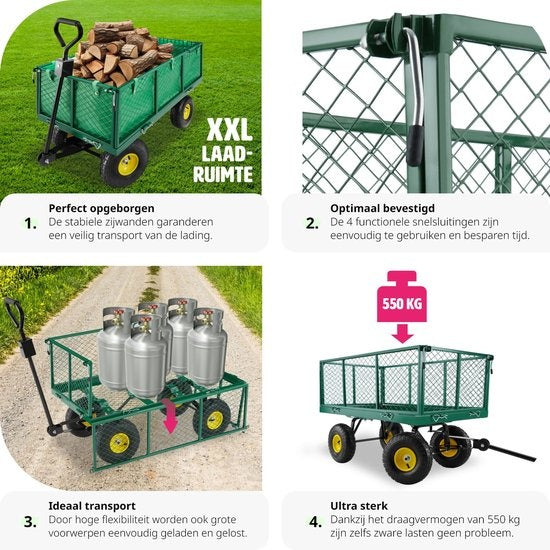 tectake® - XXL Bolderkar bolderwagen tuinkar transportkar - 401418