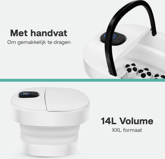 Balnéothérapie - Niceey - Bain de pieds - Masseur - Jusqu'à 48°C - Fonction bulle - Massage infrarouge - Télécommande incluse - 14L - Blanc