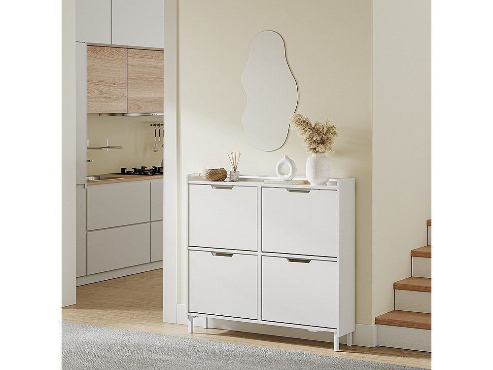 Armoire à chaussures Sobuy à 4 portes battantes - Design compact pour petite entrée - 100 x 19 x 93 cm - Blanc