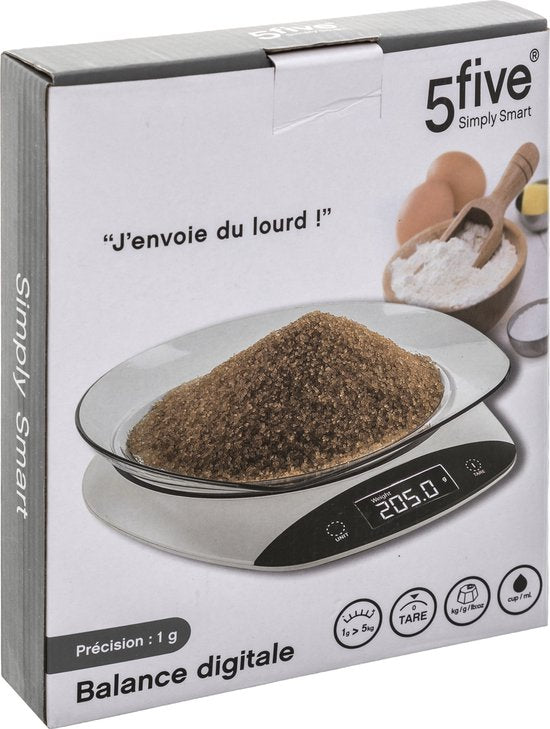 Balance de cuisine numérique - Plastique/verre - 20 x 4 cm - Électrique