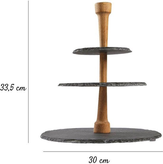 Boska Party Tower® - Etagère - Ardoise - Noir - Ø 30 cm - Pour le thé et les boissons