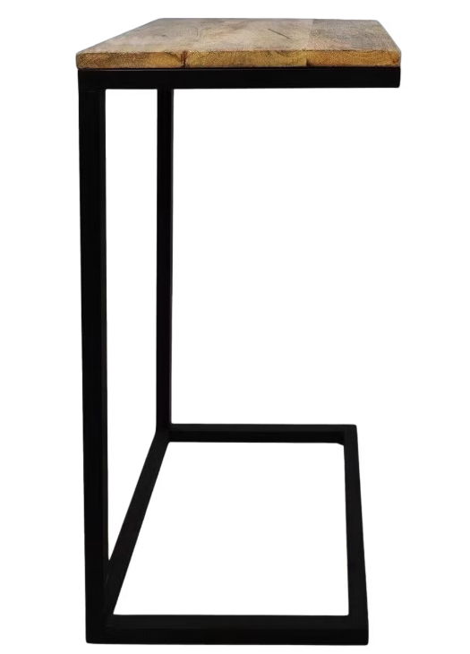 table d'appoint collection hsm - bois de manguier & base en métal - 38x32x65 cm | marron