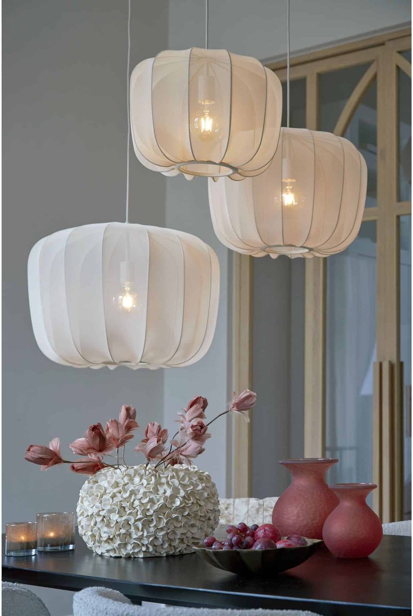 Light & Living - Lampe suspendue Plumeria - Ø60 cm - Raccord E27 - Design moderne - Textile sable et métal
