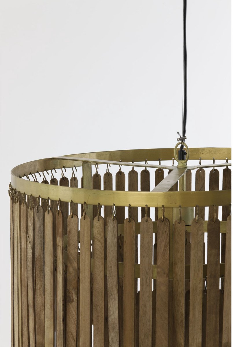 Light & Living Lampe pendante Gularo - Bois brun foncé - Ø60cm - Modern & Luxe