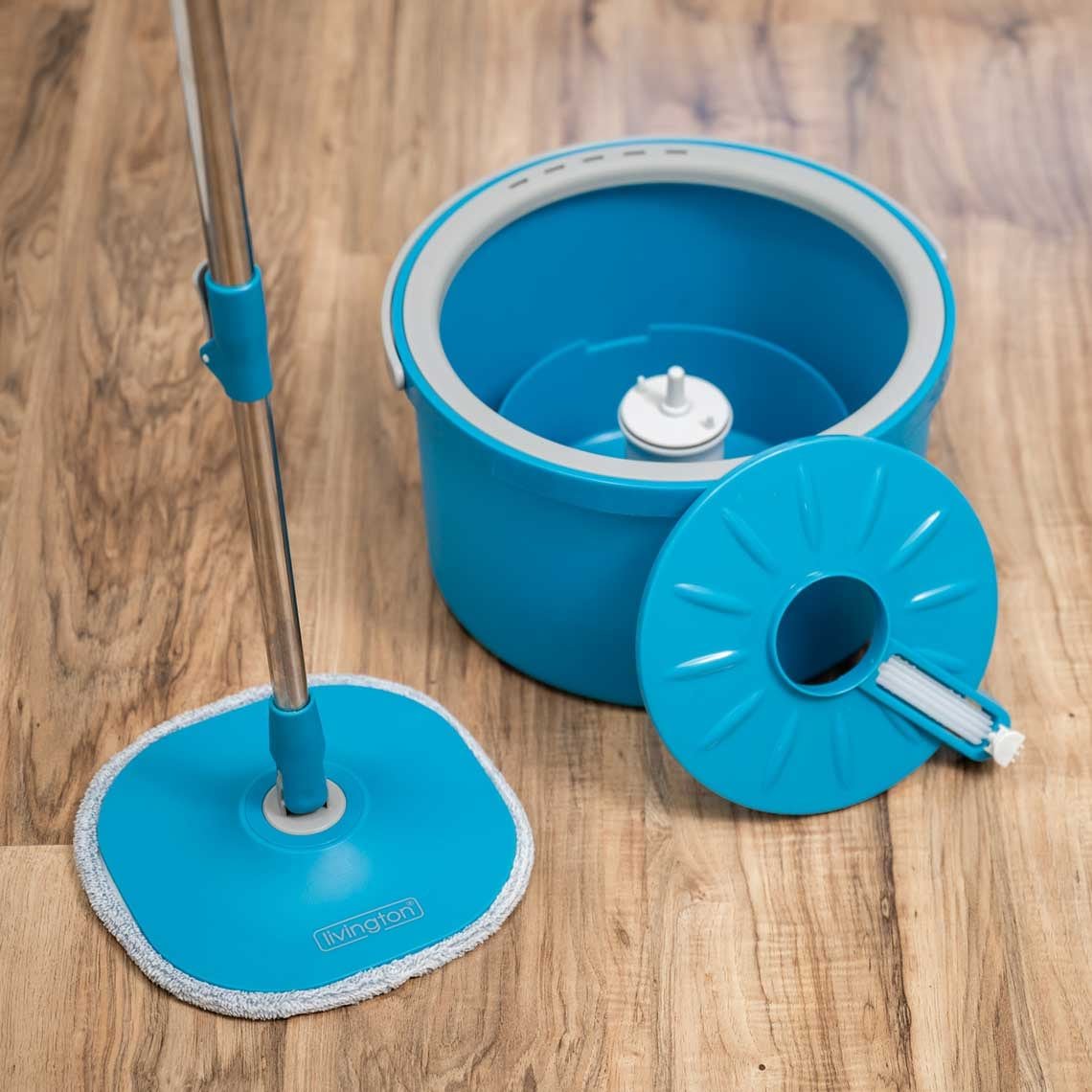 Livington Clean Water Spin Mop - De l'eau toujours propre - Nettoyant et tampons inclus - Pour tous les types de sols