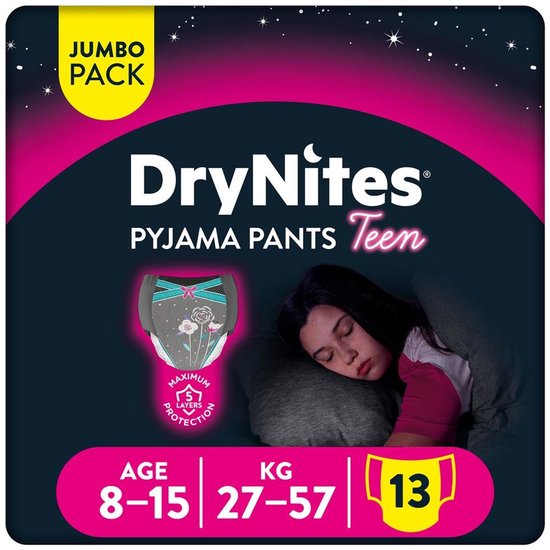 Culottes de protection Drynites - filles - 8 à 15 ans - 13 pièces