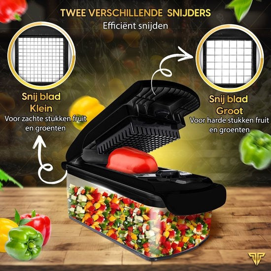 Toivo Kitchen Vegetable slicer - Multifunctional - Black - 11 in 1 Kitchen mandolin - Manual - Kitchen slicer - Onion slicer - Spiral slicer - Chips slicer - Grater