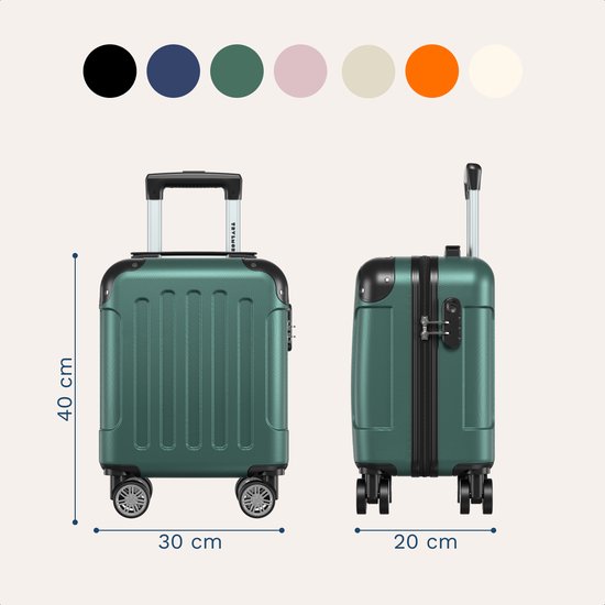 Valise cabine TRVLMORE - 40 x 30 x 20 cm - À placer sous le siège - 24 L - Serrure à combinaison - 4 roues - Vert foncé