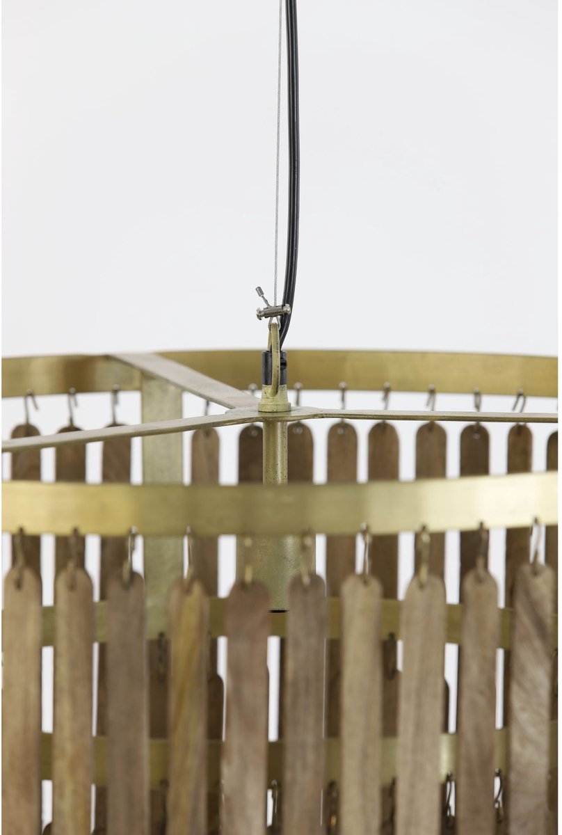 Light & Living Lampe pendante Gularo - Bois brun foncé - Ø60cm - Modern & Luxe