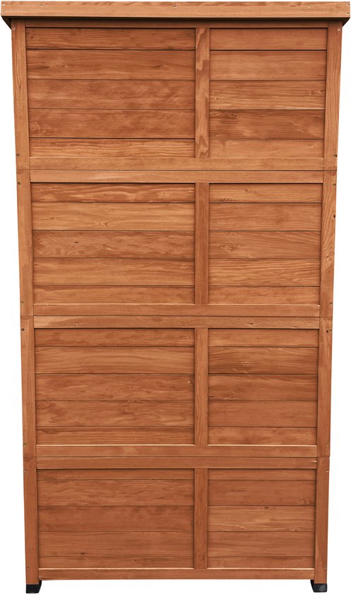 Armoire de rangement en bois AXI Hugo, couleur café - Armoire de jardin avec toit galvanisé - 3 étagères et un fond - Bois certifié FSC - Fermeture magnétique - 85 x 52 x 174 cm