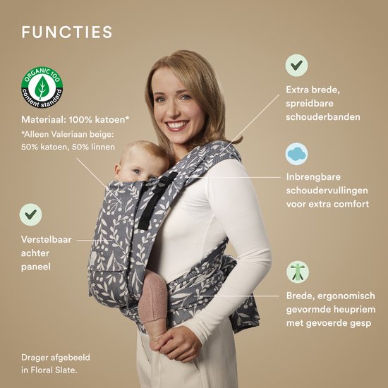 Stokke Limas Carrier Plus, Leopard Lilac - Version 2023 (OCS) - Porte-bébé à demi-boucle - Trois positions de portage - Convient aux bébés de 1 mois/4 kg à 18 kg
