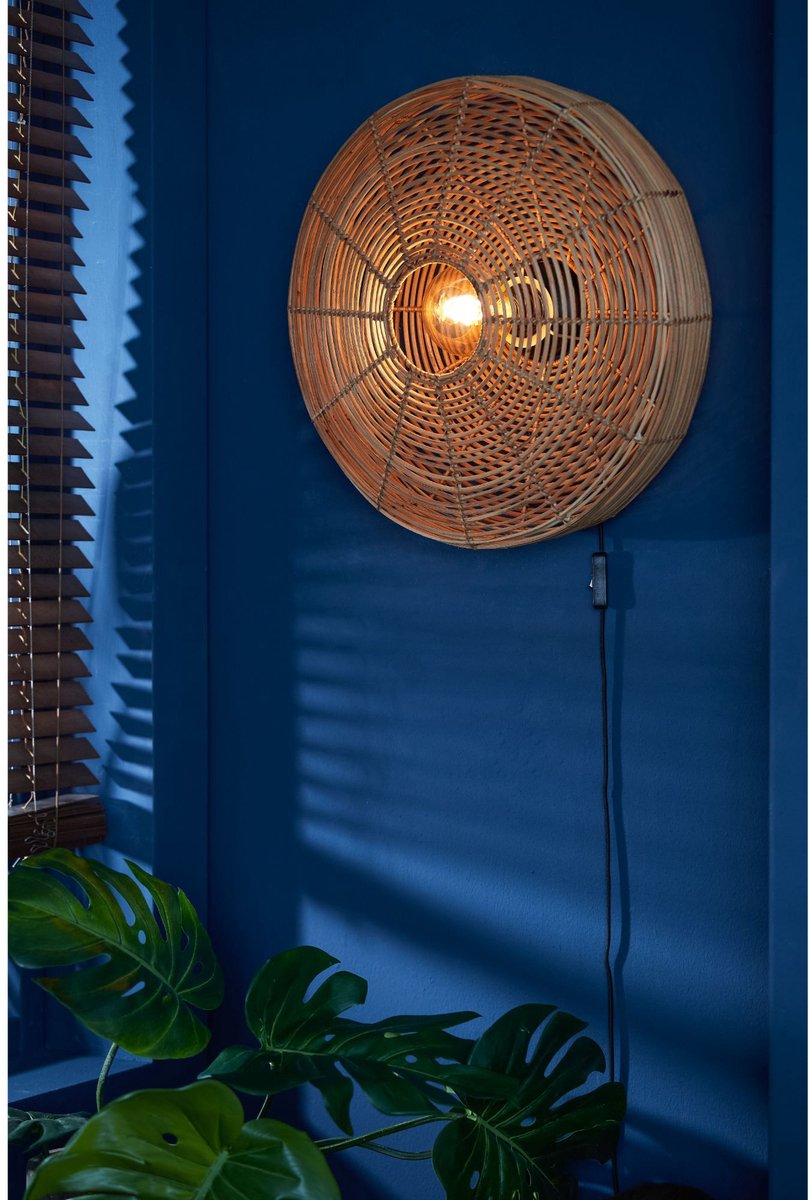 Light & Living Applique Mataka Rattan Ø51 cm - Marron - Applique ronde - Luminaires d'intérieur