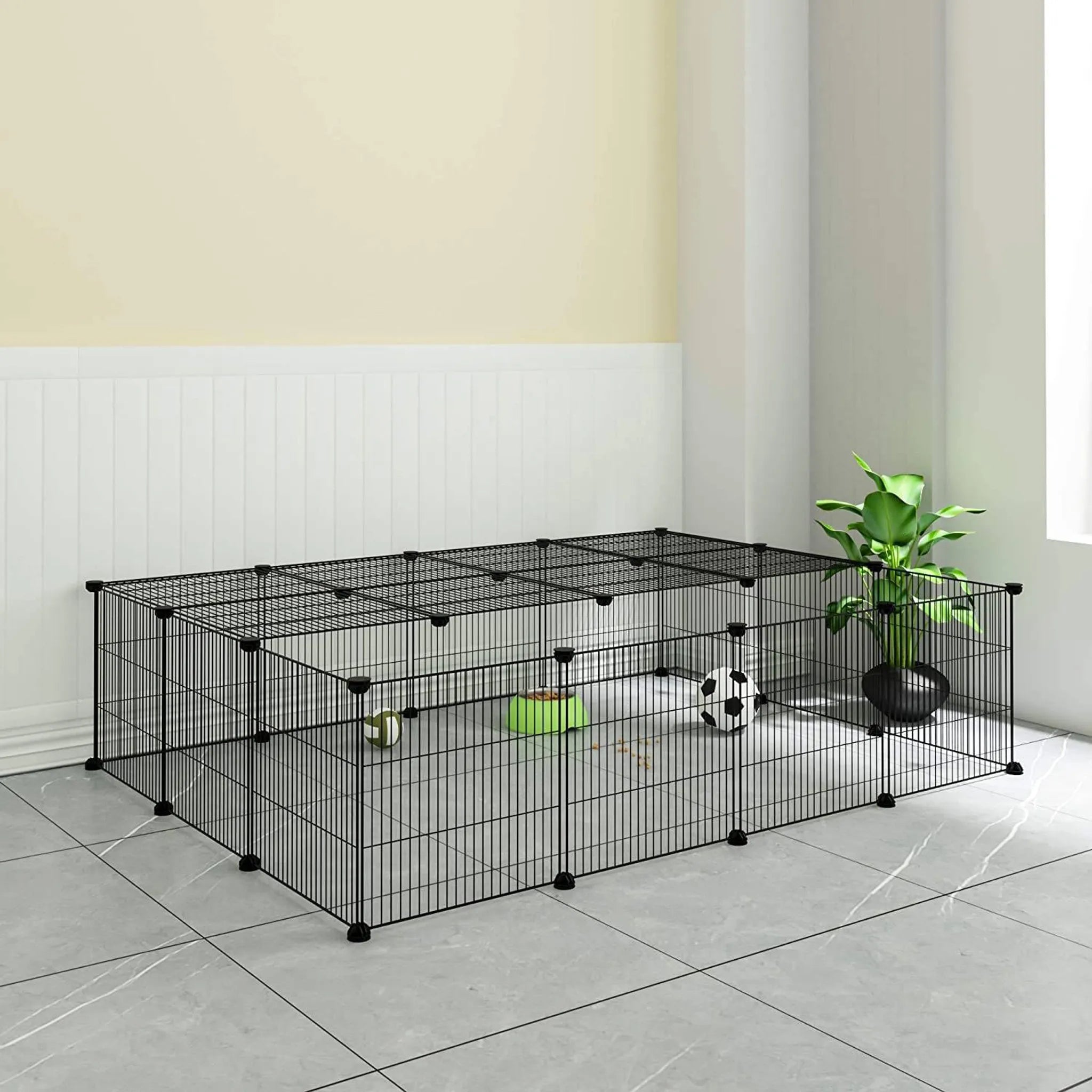 EUGAD Enclos d'extérieur pour chiots - kit à monter soi-même - noir - 147 x 111 x 37 cm