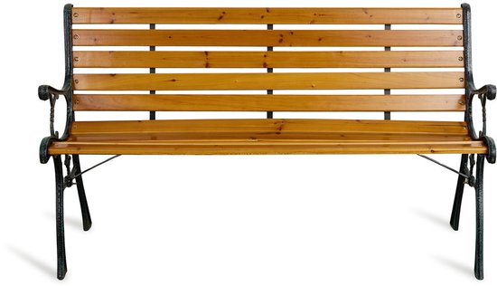 Lifa Garden Banc de jardin nostalgique - Banc d'extérieur - Pin naturel, acier - Marron - 126x52x73cm(LxLxH)